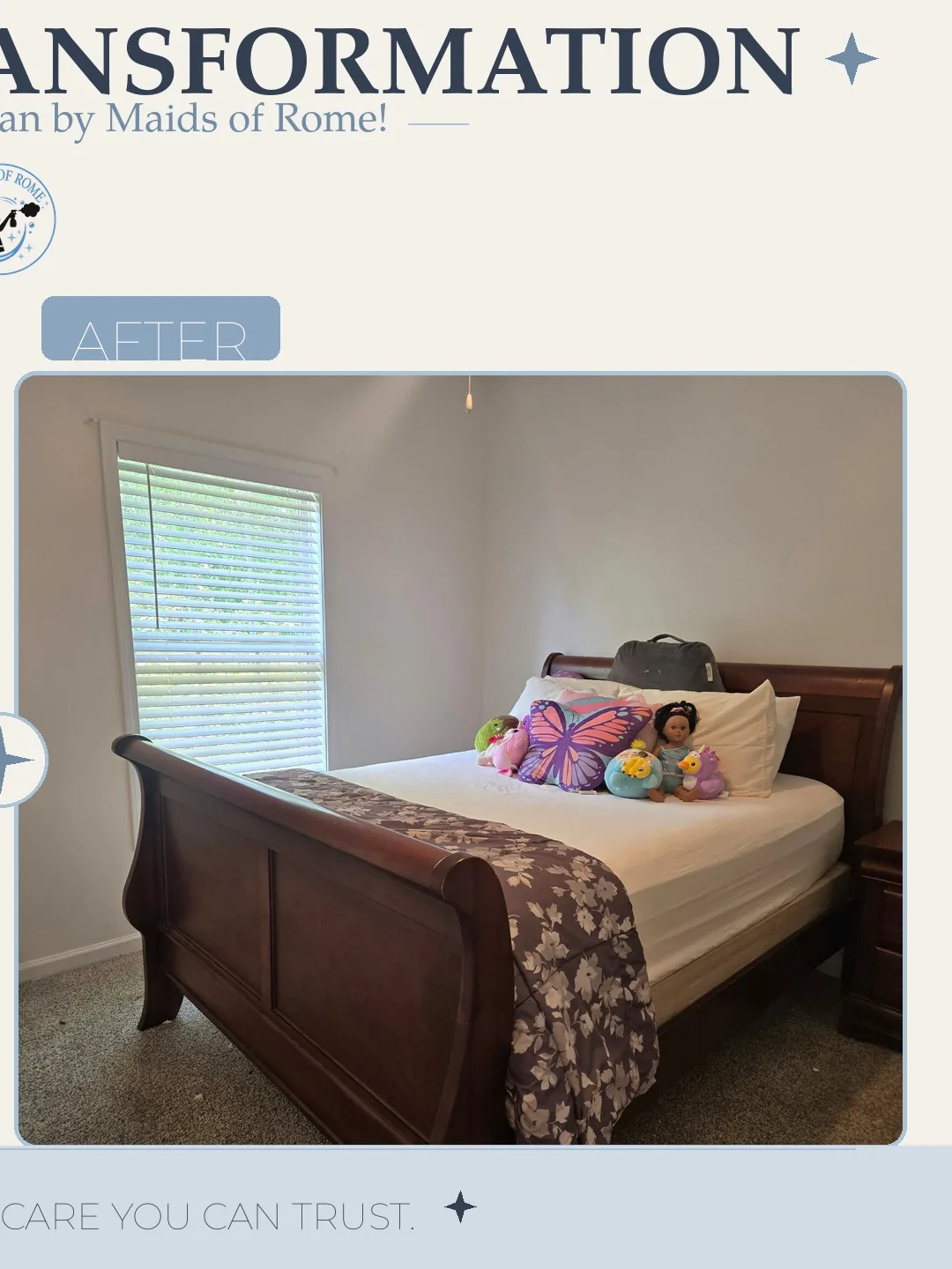 Before and after cleaning photo - Bedroom Reset