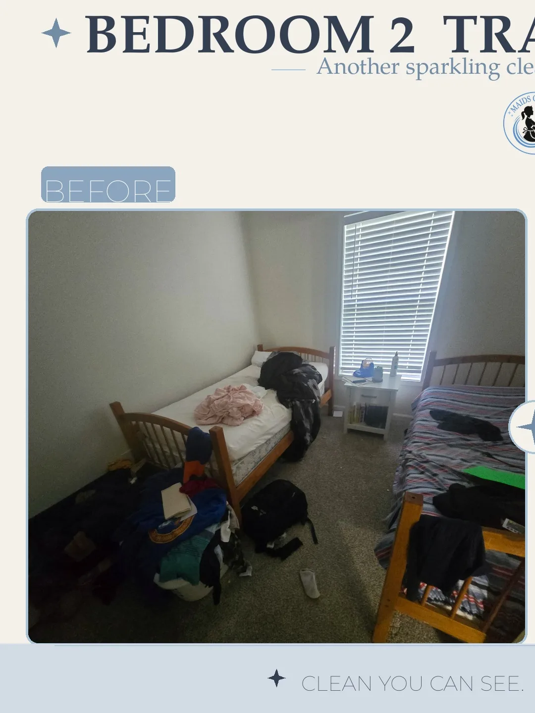 Before and after cleaning photo - Second Bedroom
