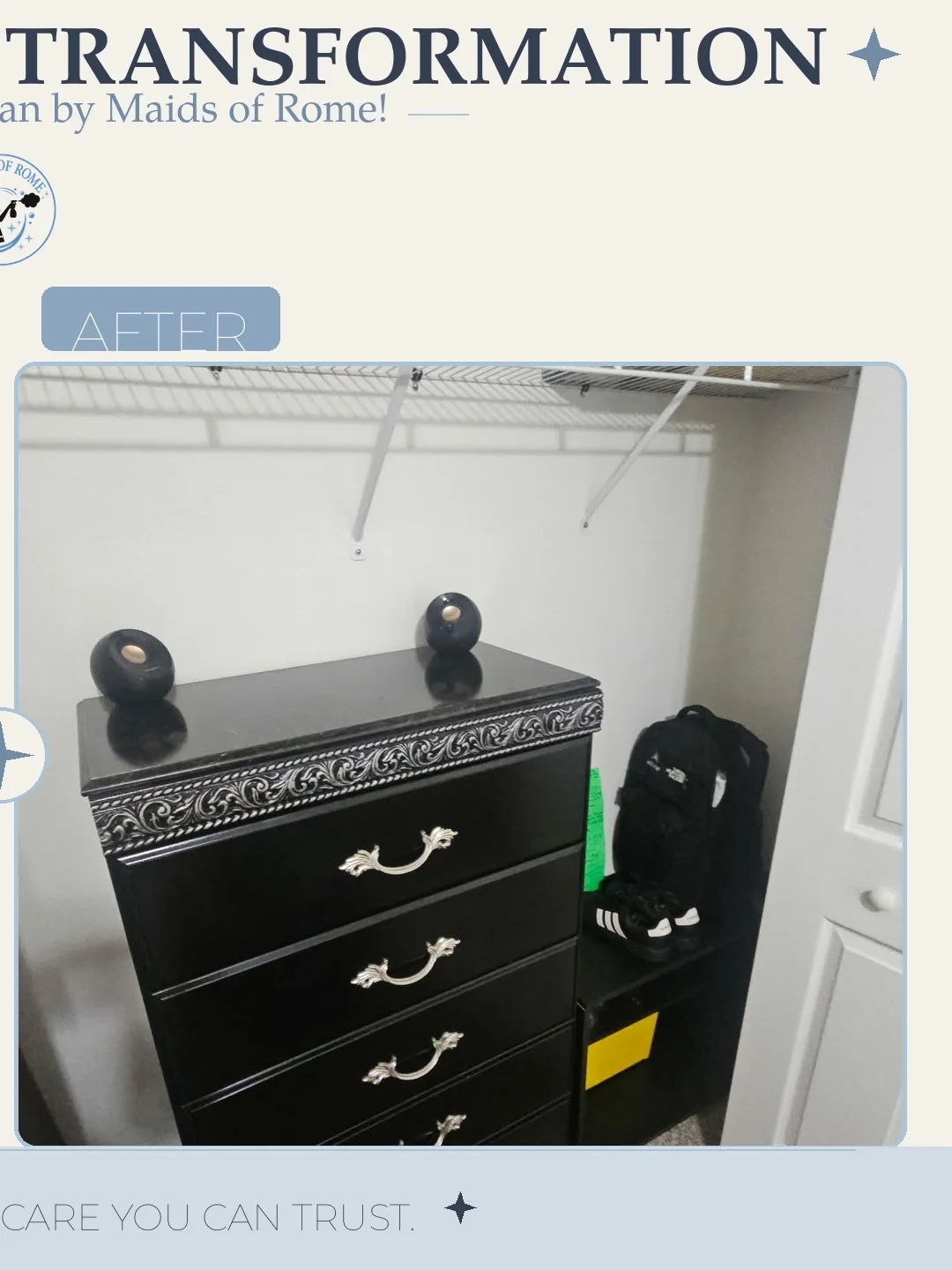 Before and after cleaning photo - Bedroom Closet