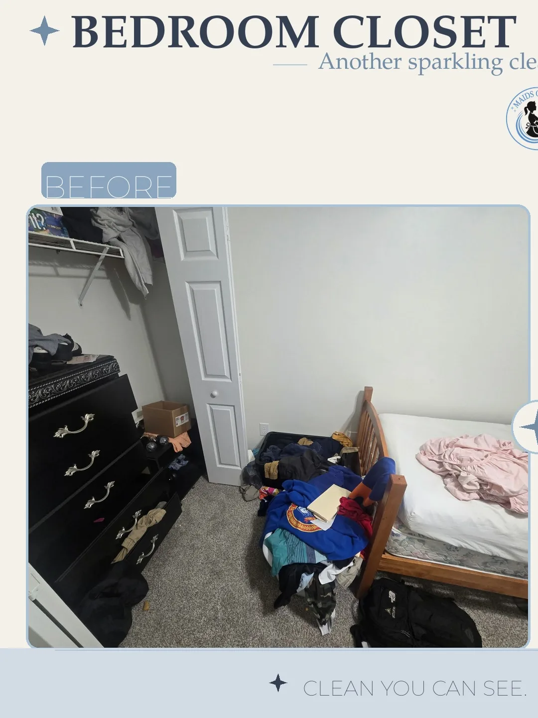 Before and after cleaning photo - Bedroom Closet