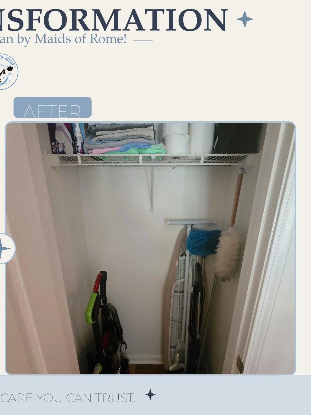 Before and after cleaning photo - Closet Refresh