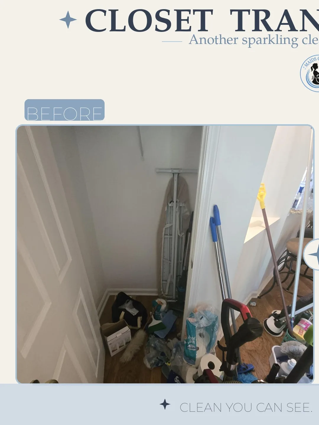 Before and after cleaning photo - Closet Refresh