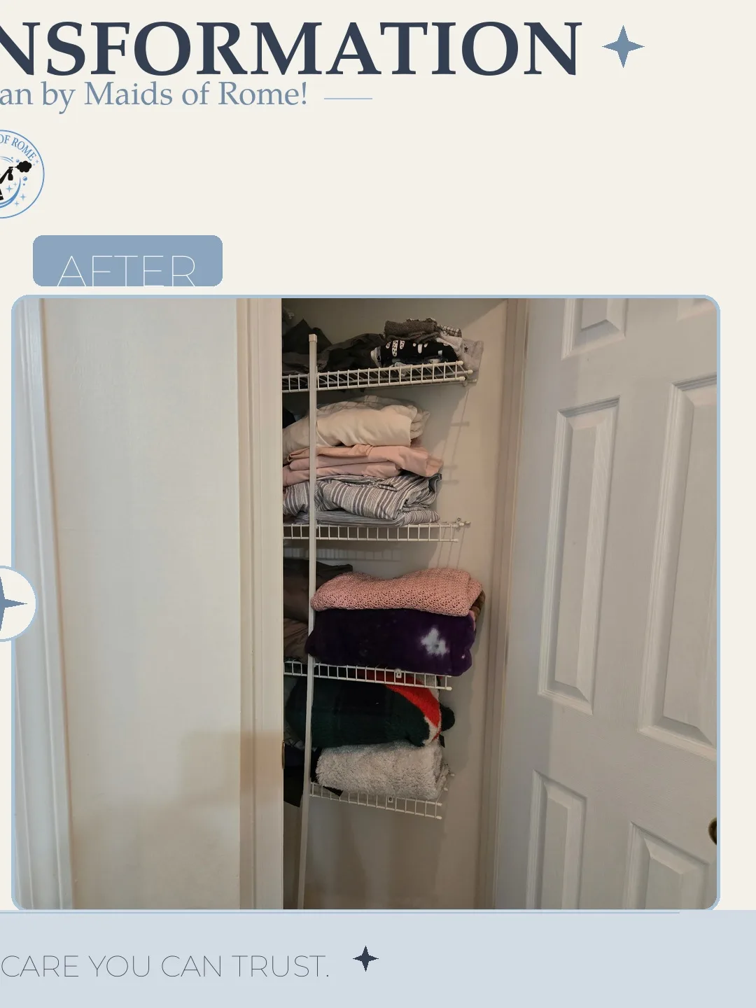 Before and after cleaning photo - Walk-In Closet