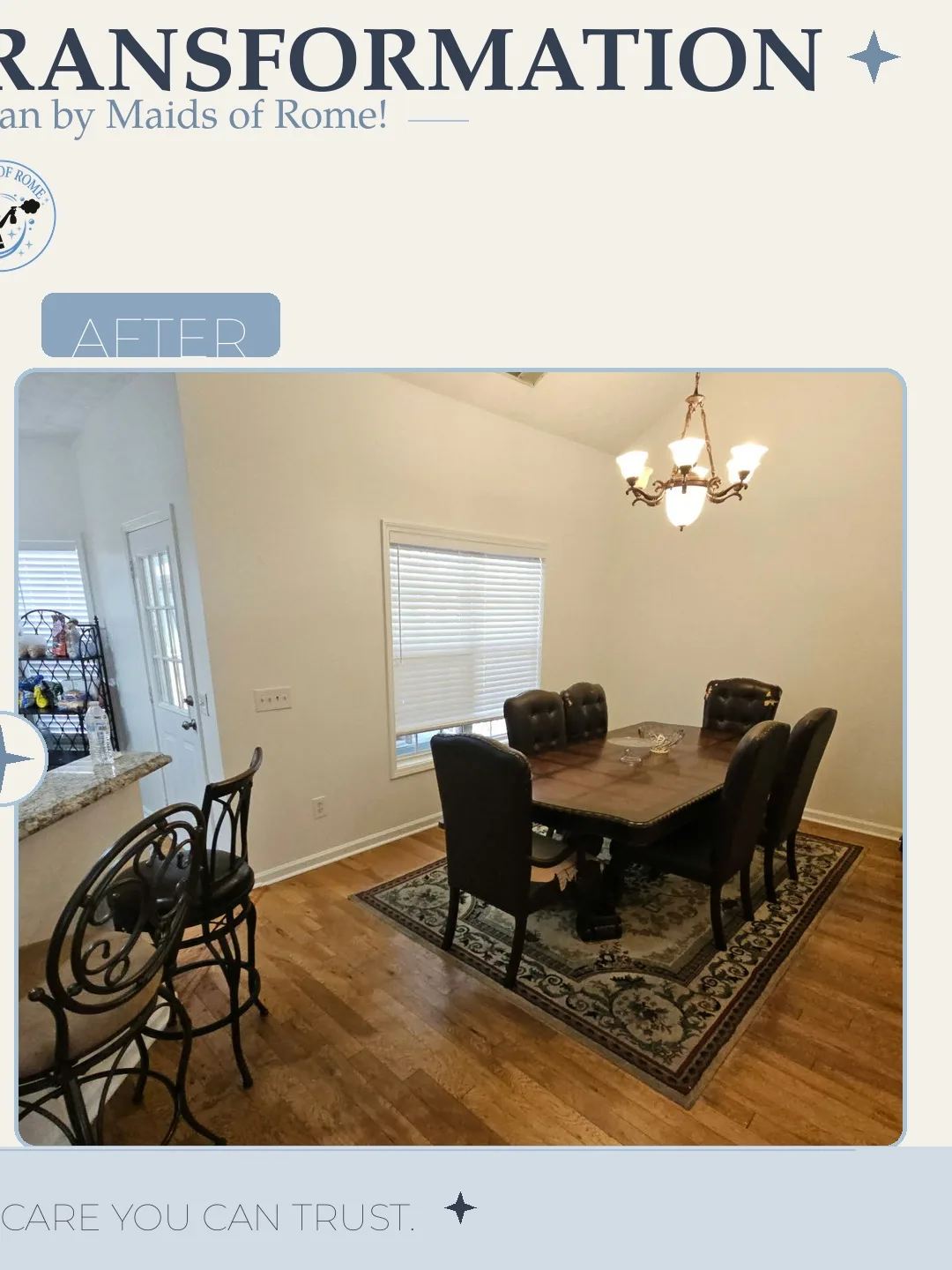 Before and after cleaning photo - Dining Room