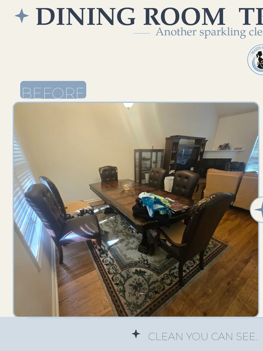 Before and after cleaning photo - Dining Room