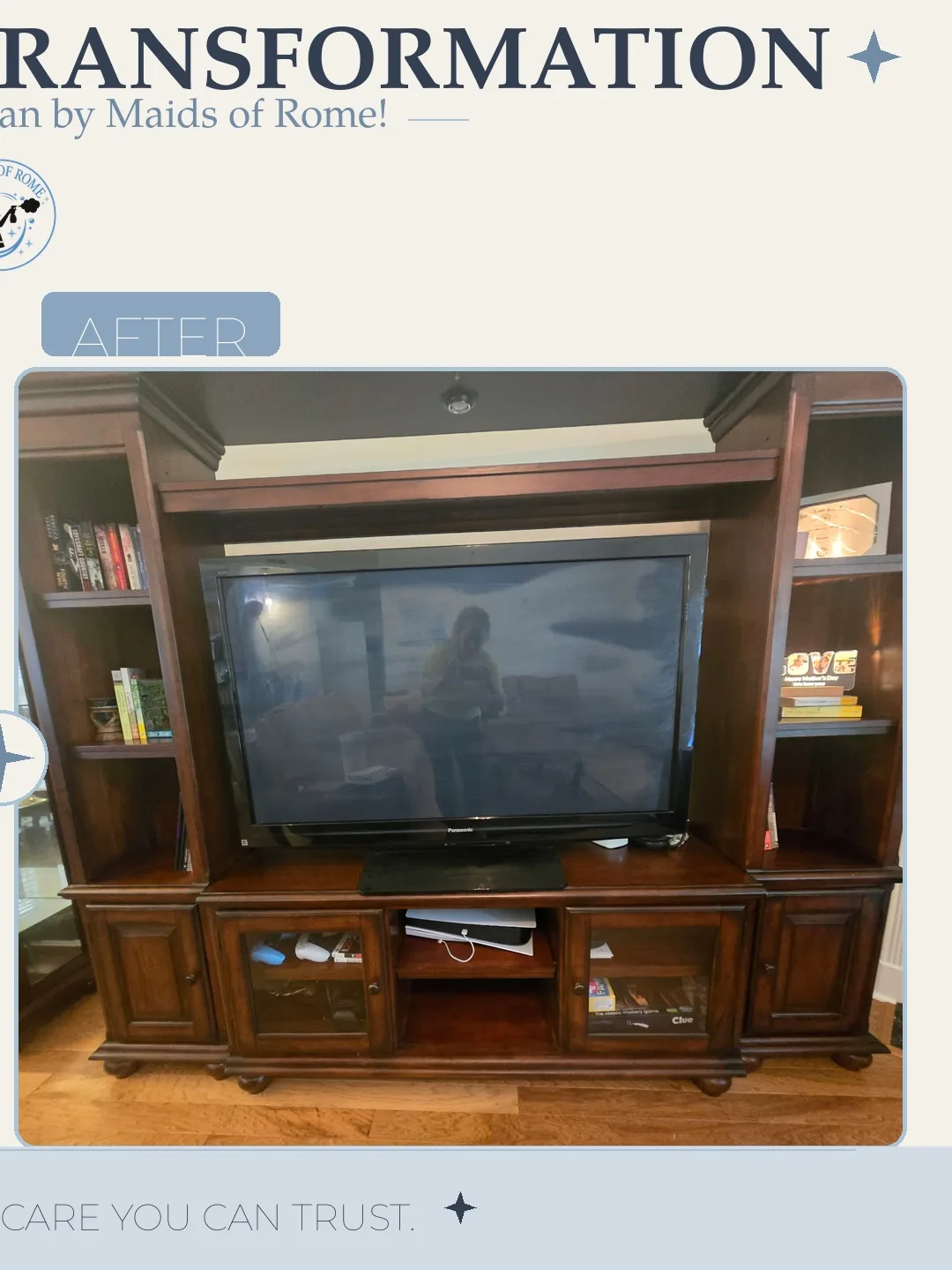 Before and after cleaning photo - Gaming Room
