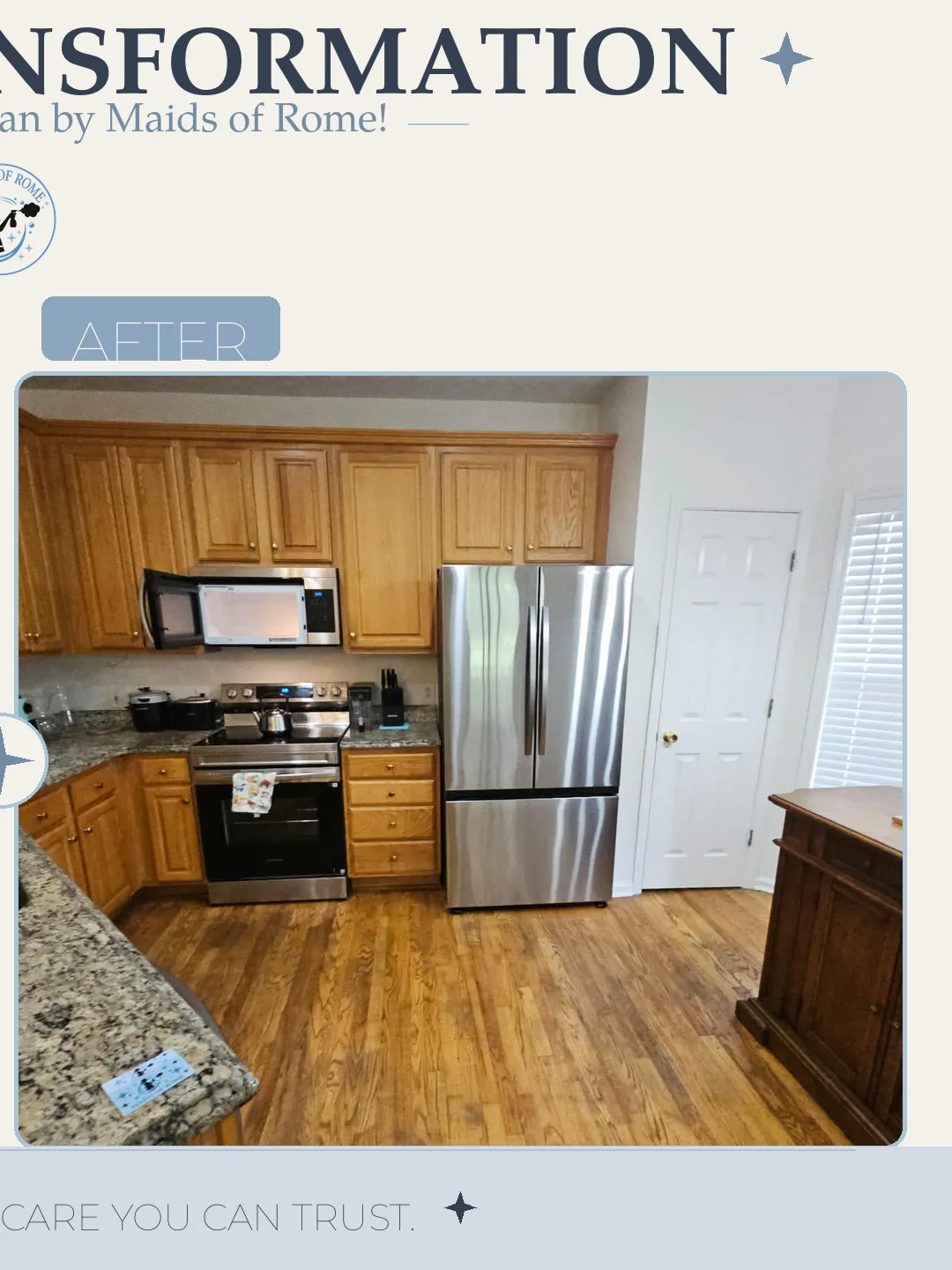 Before and after cleaning photo - Full Kitchen