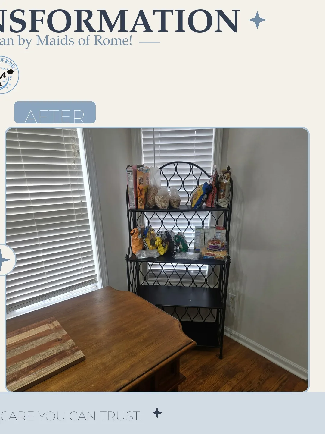 Before and after cleaning photo - Pantry