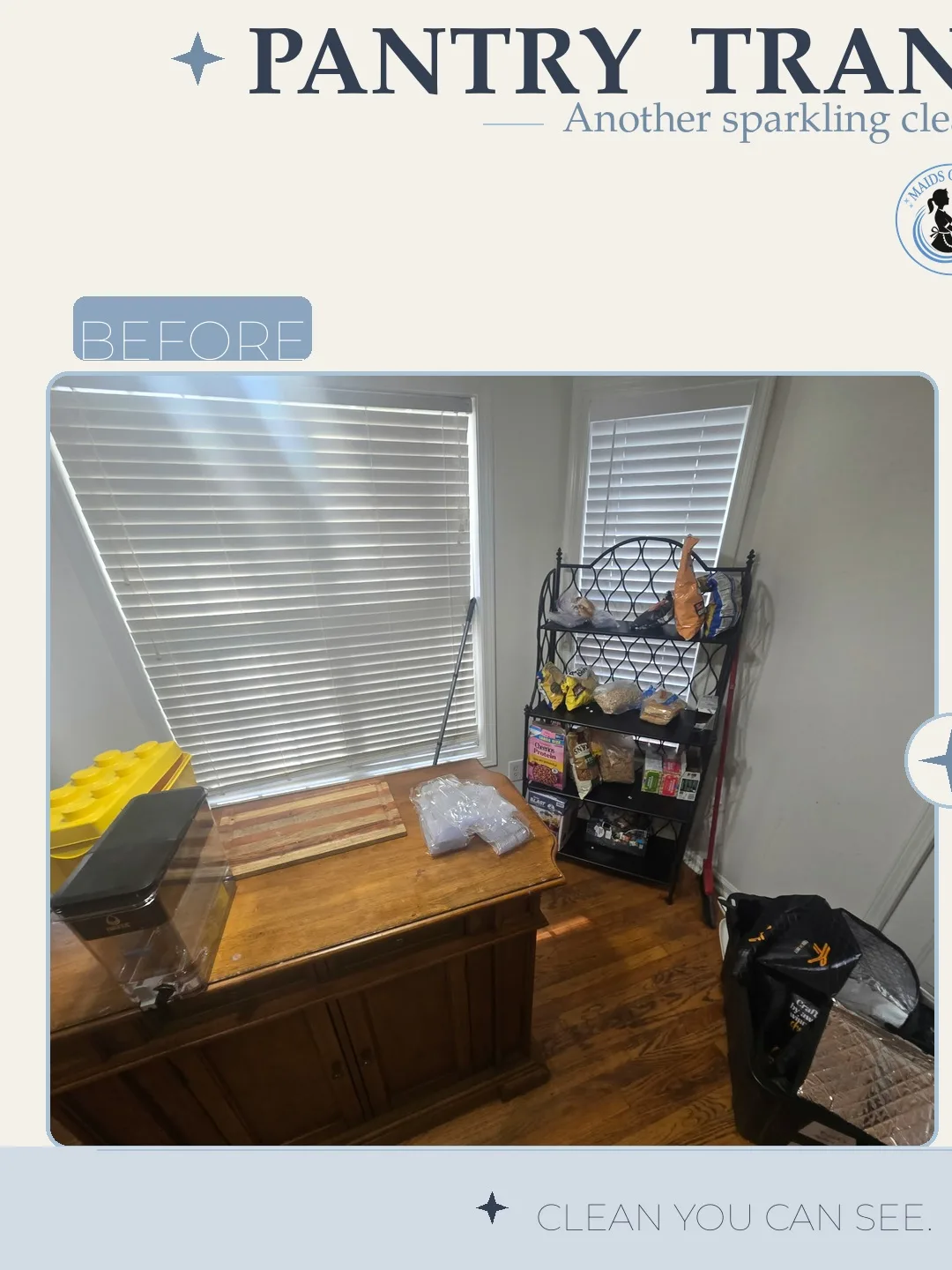 Before and after cleaning photo - Pantry