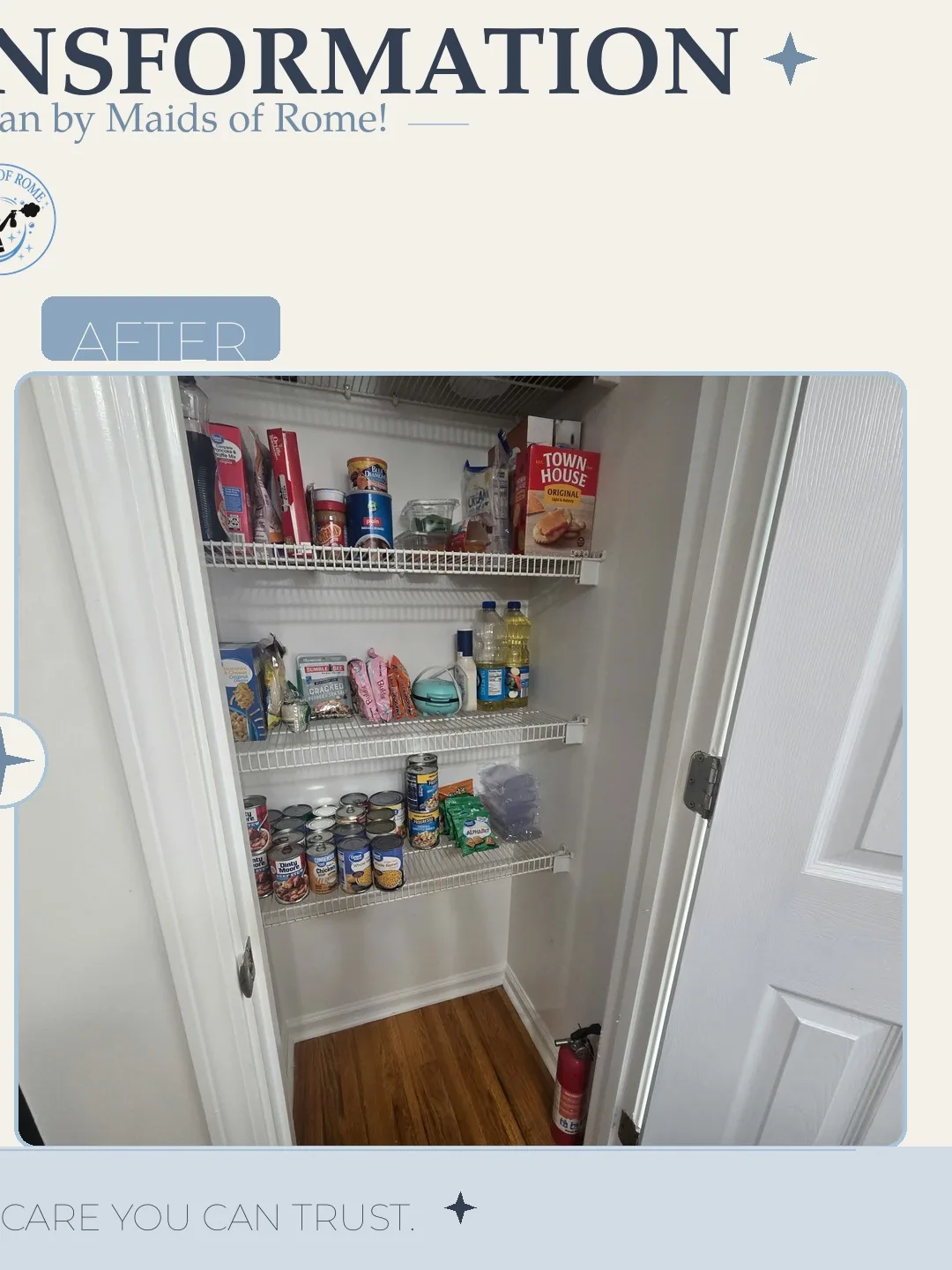 Before and after cleaning photo - Second Pantry