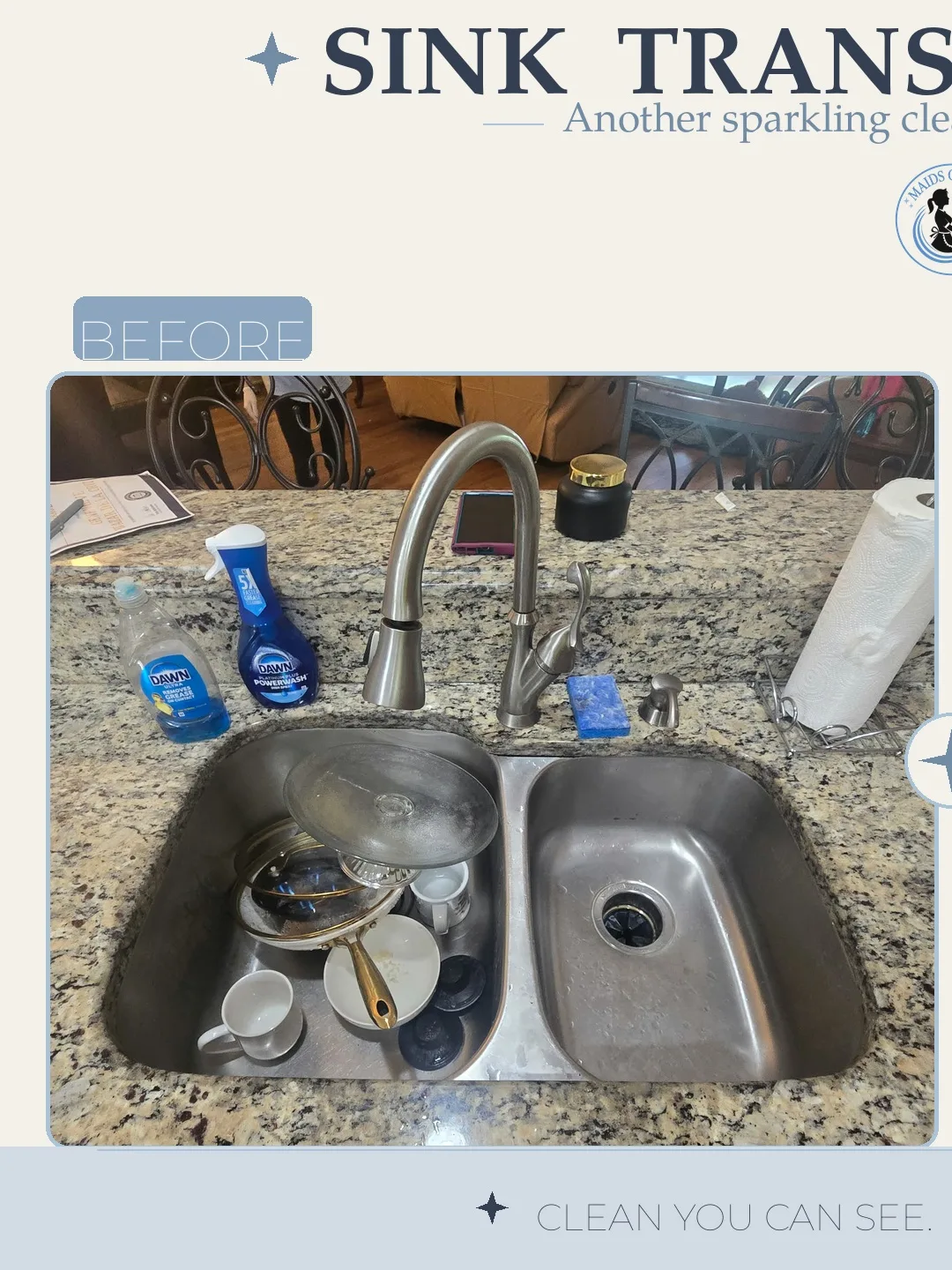 Before and after cleaning photo - Bathroom Sink