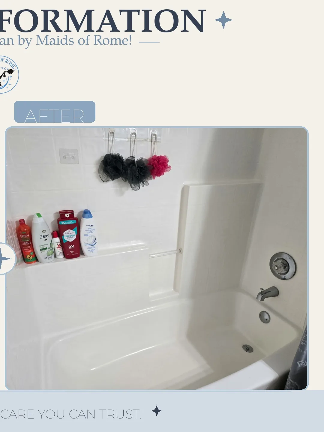 Before and after cleaning photo - Tub