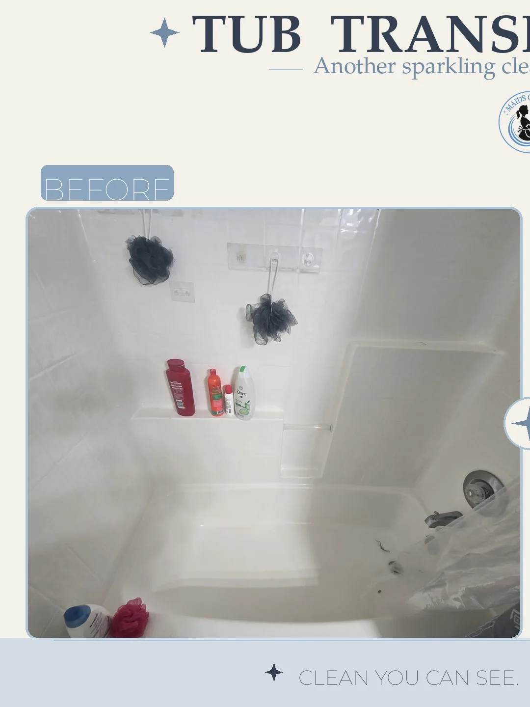 Before and after cleaning photo - Tub
