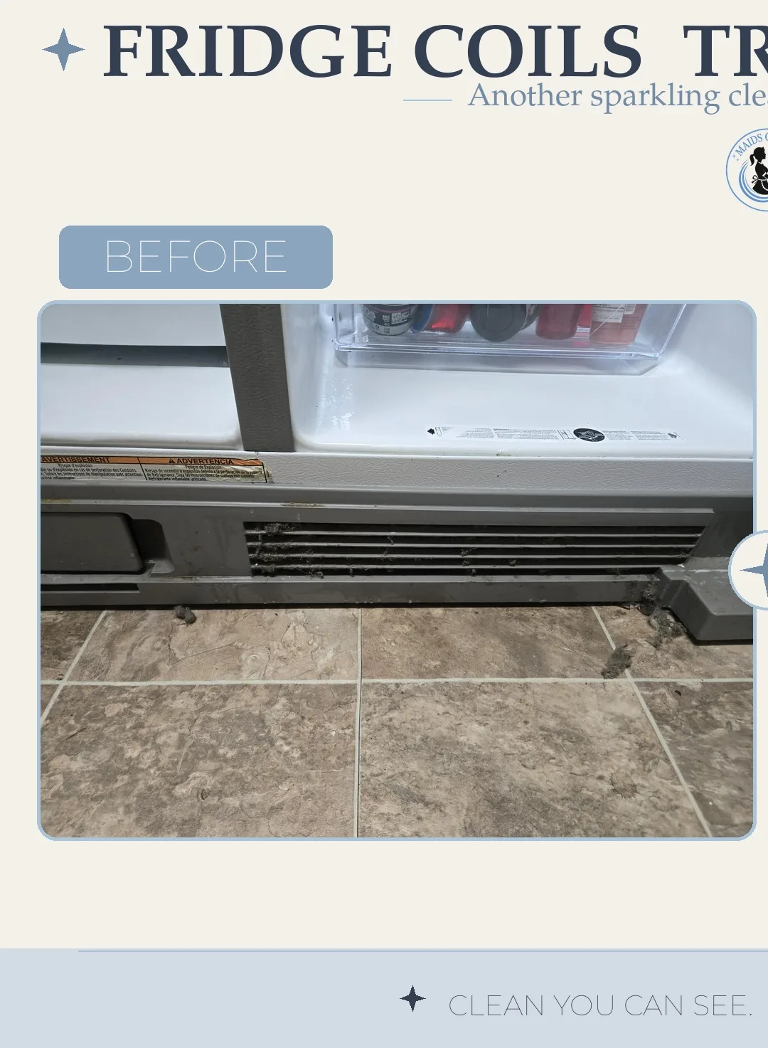 Before and after cleaning photo - Fridge Coils