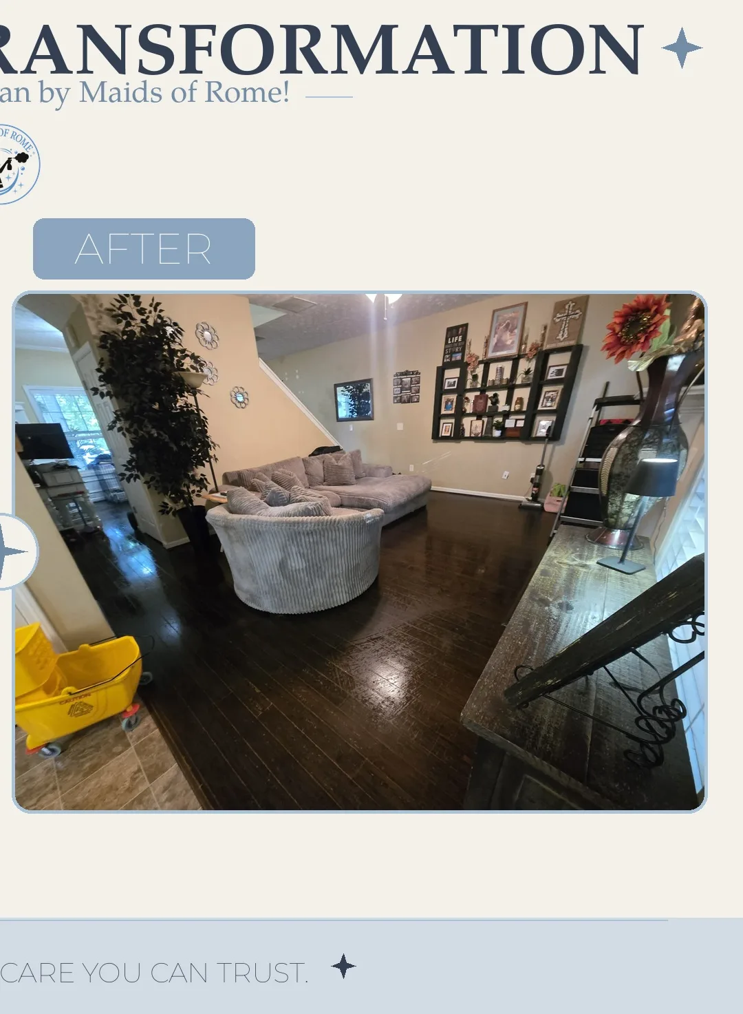Before and after cleaning photo - Living Room
